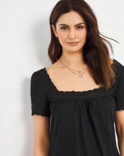 Square Neck Lace Dress| Black -Trendy Rae Sales w07wg168767w