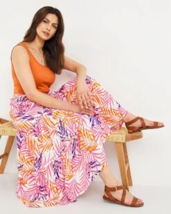 Julipa Crinkle Palm Tree Skirt| Palm Print