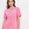 Julipa Embroidered Stripe T-Shirt| Pink -Trendy Rae Sales w07wg784705w