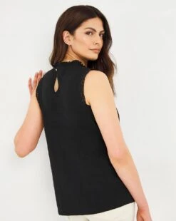 Julipa Broderie Front Jersey Back Top| Black -Trendy Rae Sales w07zq516728w