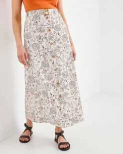 Julipa Printed Belted Linen Skirt| Print Multi -Trendy Rae Sales w07zz916726w