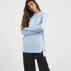 Misty Blue Sequin Knit Look Long Sleeve Split Hem Tunic| Misty Blue 1 Misty Blue Sequin Knit Look Long Sleeve Split Hem Tunic| Misty Blue -Trendy Rae Sales x01ai796707w