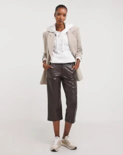 High Waisted Faux Leather PU Culotte| Chocolate