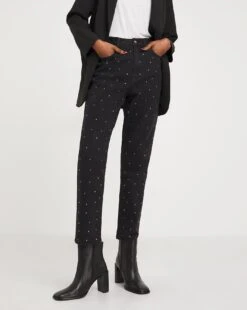 Scattered Diamante Slim Jeans| Black -Trendy Rae Sales x01fc140706w