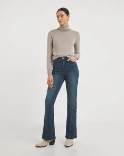 Kim High Waist Bootcut Leg Jeans| Mid Blue
