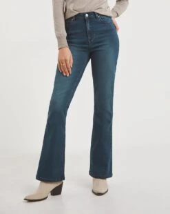 Kim High Waist Bootcut Leg Jeans| Mid Blue -Trendy Rae Sales x01fc869756w