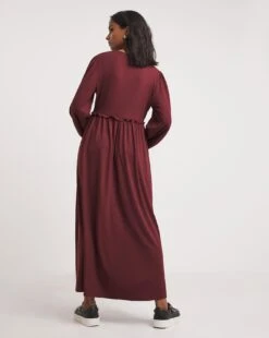 Soft Touch Shirred Waisted Jersey Dress| Burgundy 7 Soft Touch Shirred Waisted Jersey Dress| Burgundy -Trendy Rae Sales x01fh953743w