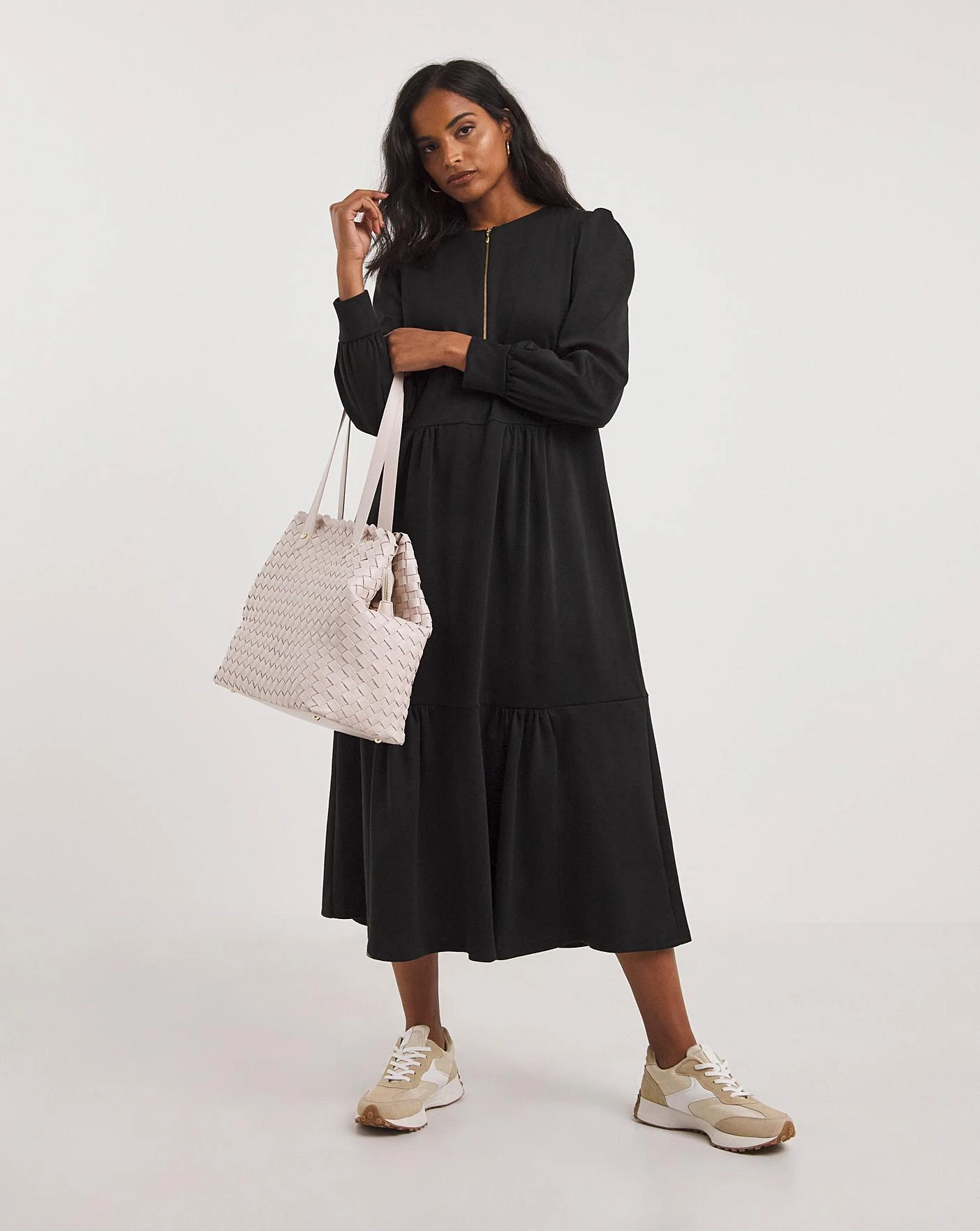 New Improved Tiered Ponte Dress| Black 2 New Improved Tiered Ponte Dress| Black