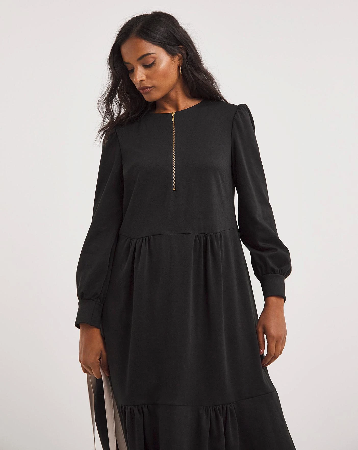 New Improved Tiered Ponte Dress| Black 4 New Improved Tiered Ponte Dress| Black - Image 3