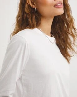 White Basic Crew Neck Long Sleeve Jersey T-Shirt| White -Trendy Rae Sales x01fz040742w