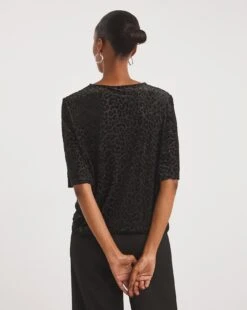 Animal Crew Neck Burn Out Animal Three Quarter Sleeve Top| Animal Print -Trendy Rae Sales x01fz085763w