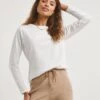 White Raglan Long Sleeve Cotton Slub Jersey Top| White -Trendy Rae Sales x01fz458740w