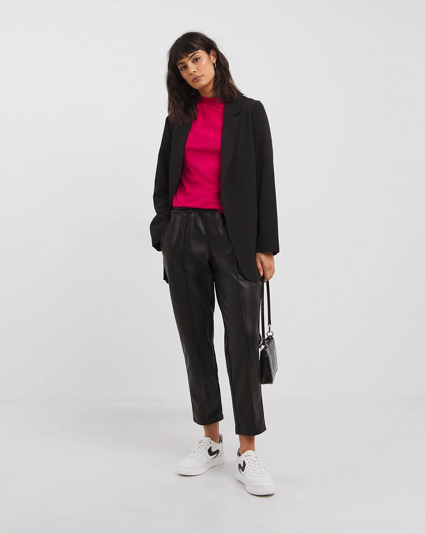 Cerise/Black 2 Pack Long Sleeve High Neck Tops| Multi Coloured Coloured 6 Cerise/Black 2 Pack Long Sleeve High Neck Tops| Multi Coloured Coloured - Image 4