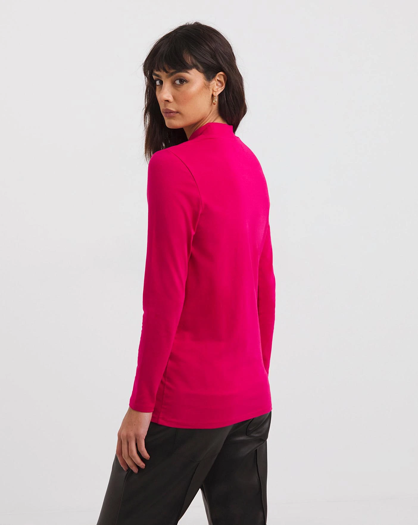 Cerise/Black 2 Pack Long Sleeve High Neck Tops| Multi Coloured Coloured 7 Cerise/Black 2 Pack Long Sleeve High Neck Tops| Multi Coloured Coloured - Image 5