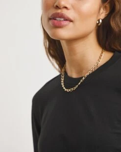 Black Basic Crew Neck Long Sleeve Jersey T-Shirt| Black -Trendy Rae Sales x01fz661742w