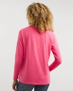 Pink Cotton Slub Raglan Long Sleeve Top| Pink -Trendy Rae Sales x01fz820747w