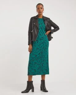 Green Soft Touch Balloon Sleeve Midi Jersey A-Line Dress| Green Print 8 Green Soft Touch Balloon Sleeve Midi Jersey A-Line Dress| Green Print -Trendy Rae Sales x01gh673761w