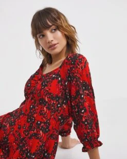 Printed Sweetheart Midi Tea Dress| Rust Print -Trendy Rae Sales x01gh687708w