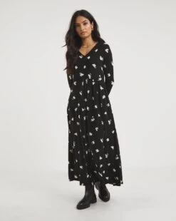 Mono Spot Asymmetric Tiered Maxi Jersey Dress| Mono Spot