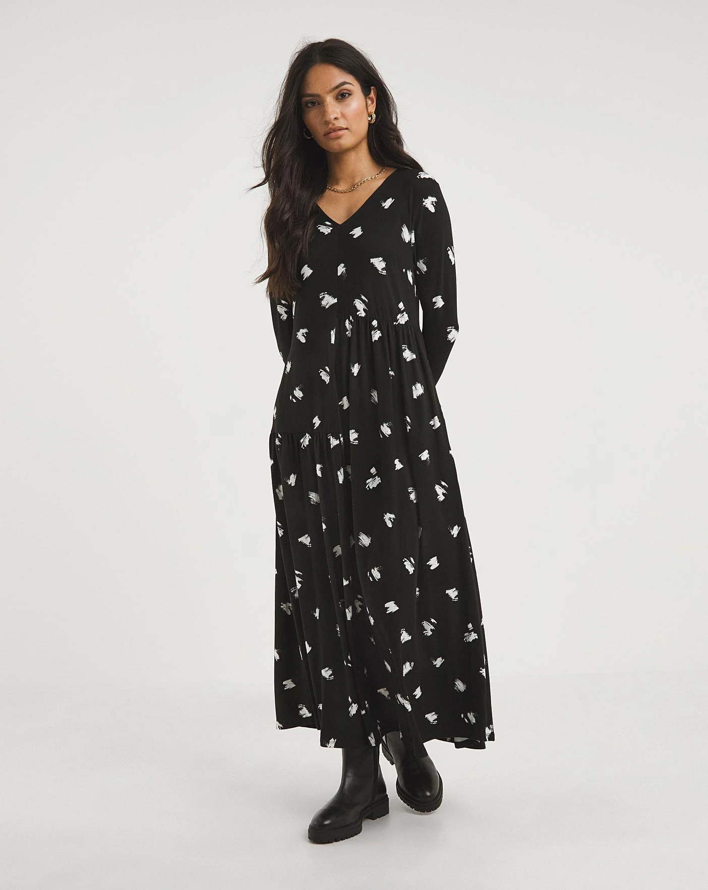 Mono Spot Asymmetric Tiered Maxi Jersey Dress| Mono Spot 3 Mono Spot Asymmetric Tiered Maxi Jersey Dress| Mono Spot