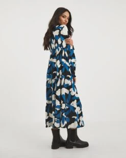Graphic Print Balloon Sleeve Midi Smock Dress| Blue/Black 9 Graphic Print Balloon Sleeve Midi Smock Dress| Blue/Black -Trendy Rae Sales x01gh957708w