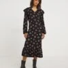 Joe Browns Floral Lettuce Hem Jersey Midi Dress| Black Pink 2 Joe Browns Floral Lettuce Hem Jersey Midi Dress| Black Pink -Trendy Rae Sales x01gv824748w