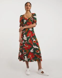 Joe Browns Floral Midi Jersey Dress| Multi