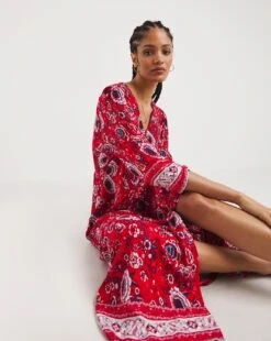 Joe Browns Savannah Boho Maxi Dress| Red Multicolour -Trendy Rae Sales x01if829733w