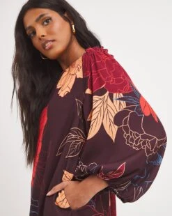 Joanna Hope Graphic Floral Print Shift Dress| Red Print -Trendy Rae Sales x01ii010727w