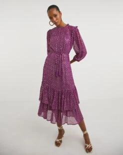Joanna Hope Dobby Maxi Dress| Purple