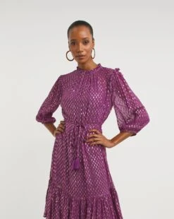 Joanna Hope Dobby Maxi Dress| Purple -Trendy Rae Sales x01ii416795w