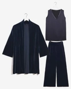 Joanna Hope Velour 3-Piece Trouser Set| Navy -Trendy Rae Sales x01ii527951s