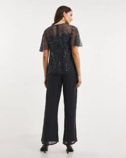 Joanna Hope Beaded Trouser Set| Charcoal -Trendy Rae Sales x01ii713734w