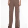 Calvin Klein Wool Knit Wide Leg Trousers| Brown