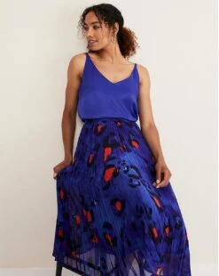 Phase Eight Clarisse Print Pleat Skirt| Blue Multi-coloured -Trendy Rae Sales x01km629685s