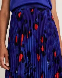Phase Eight Clarisse Print Pleat Skirt| Blue Multi-coloured -Trendy Rae Sales x01km629686s