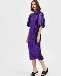 Selected Femme Sequin Midi Dress| Purple -Trendy Rae Sales x01km872501c