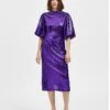 Selected Femme Sequin Midi Dress| Purple