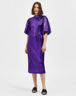 Selected Femme Sequin Midi Dress| Purple -Trendy Rae Sales x01km872504c