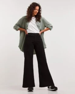 Lottie Black Pull On Wide Leg Jeggings| Black