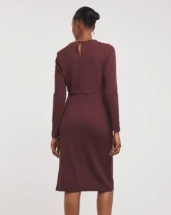 Marilyn Scuba Cut Out Dress| Burgundy -Trendy Rae Sales x01ol060743w
