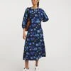 Balloon Sleeve Tea Dress| Blue Print