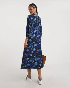 Balloon Sleeve Tea Dress| Blue Print -Trendy Rae Sales x01rn535727w