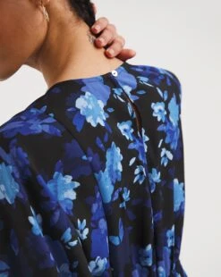 Balloon Sleeve Tea Dress| Blue Print -Trendy Rae Sales x01rn535728w