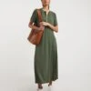 Jersey Midi Dress With Zip Front| Deep Khaki -Trendy Rae Sales x01rn653725w