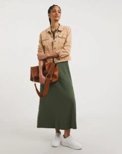 Jersey Midi Dress With Zip Front| Deep Khaki 8 Jersey Midi Dress With Zip Front| Deep Khaki -Trendy Rae Sales x01rn653726w