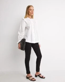 Whistles Broiderie Frill Sleeve Top| White