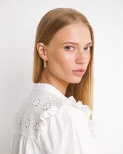 Whistles Broiderie Frill Sleeve Top| White -Trendy Rae Sales x01uv207756w