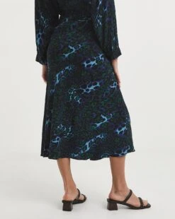 Whistles Nightcat Bias Cut Skirt| Blue Multi-coloured -Trendy Rae Sales x01uv275737w