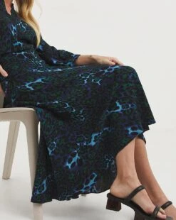 Whistles Nightcat Bias Cut Skirt| Blue Multi-coloured -Trendy Rae Sales x01uv275738w